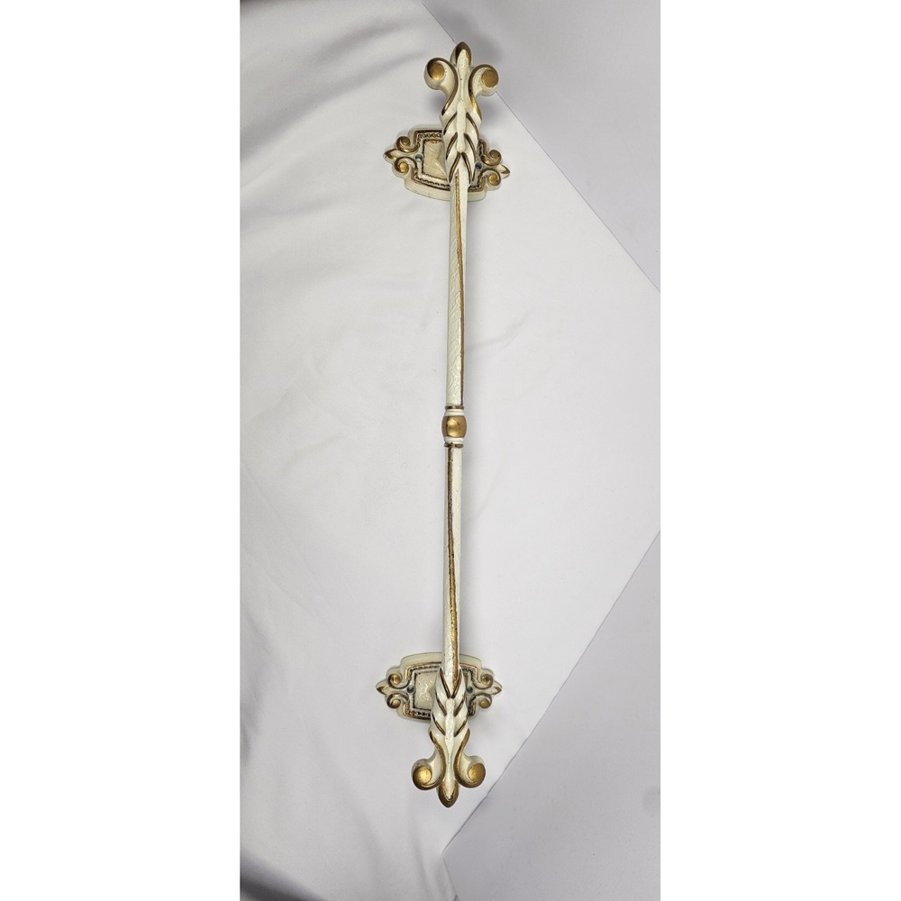 Vintage French Provincial‎ 24" Towel Bar Ivory Gold Hollywood Regency